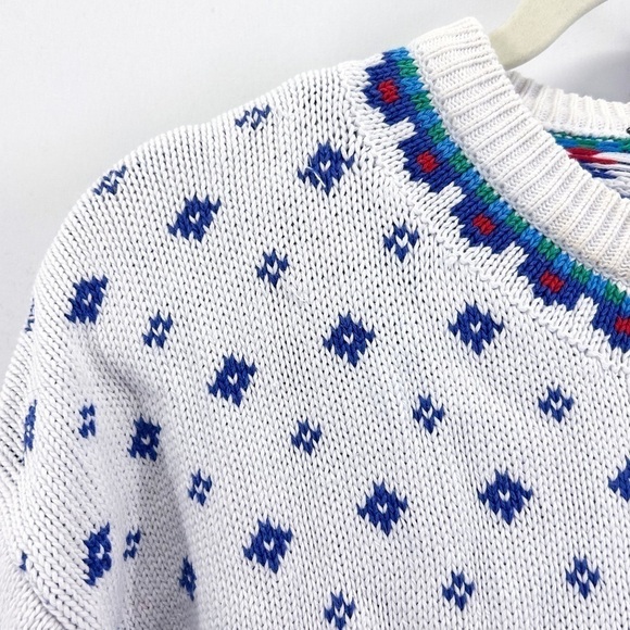 VINTAGE Eddie Bauer White Floral Grandma Sweater - Picture 6 of 7